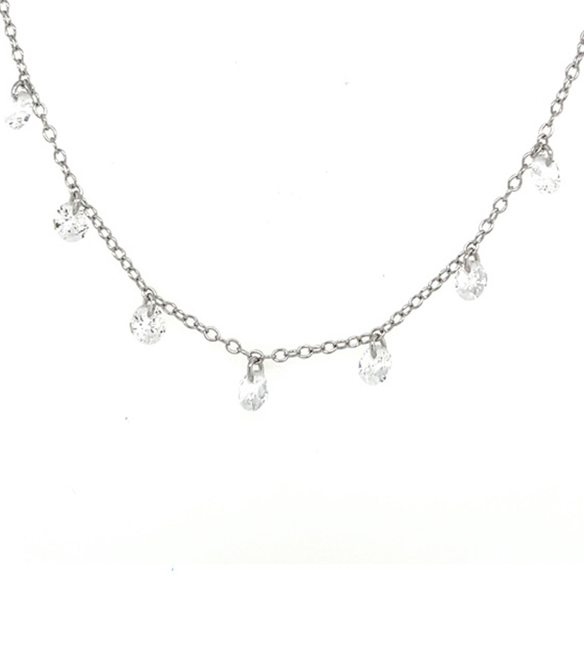 Sterling Silver and White Crystal Necklace