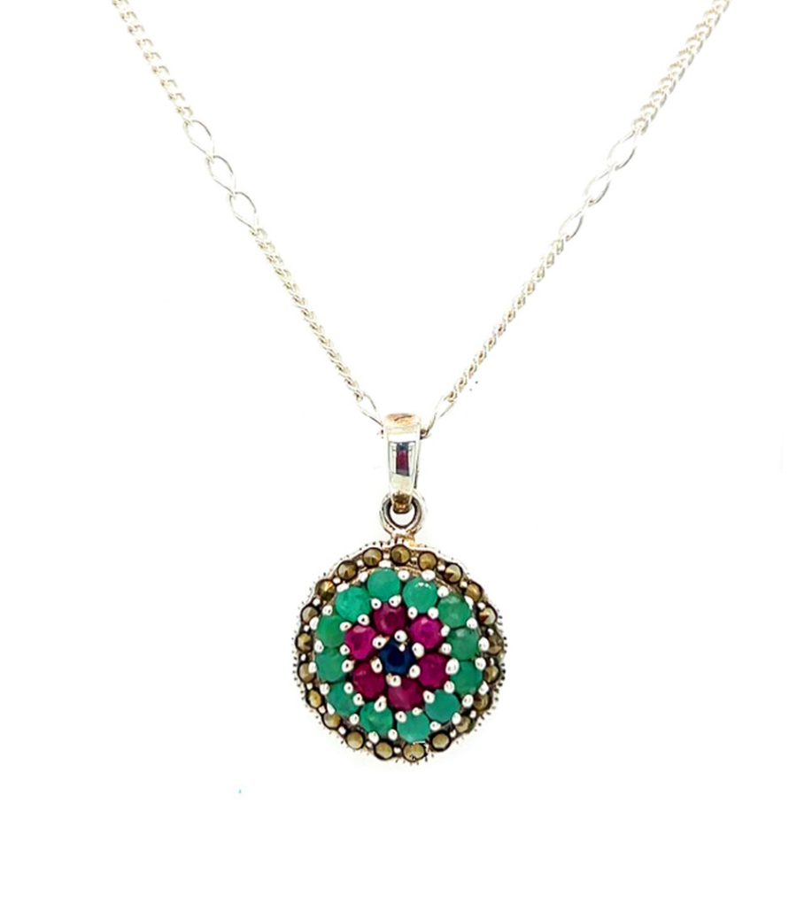 Pink + Green Turkish Pendant Necklace